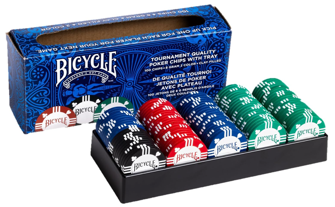 Bicycle Poker Chips Tournament Quality w/ Tray (100ct)